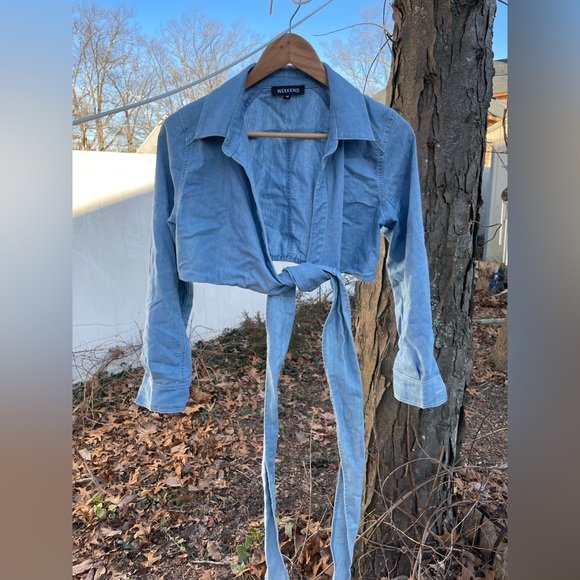 Weekend Tops - Weekend denim wrap top